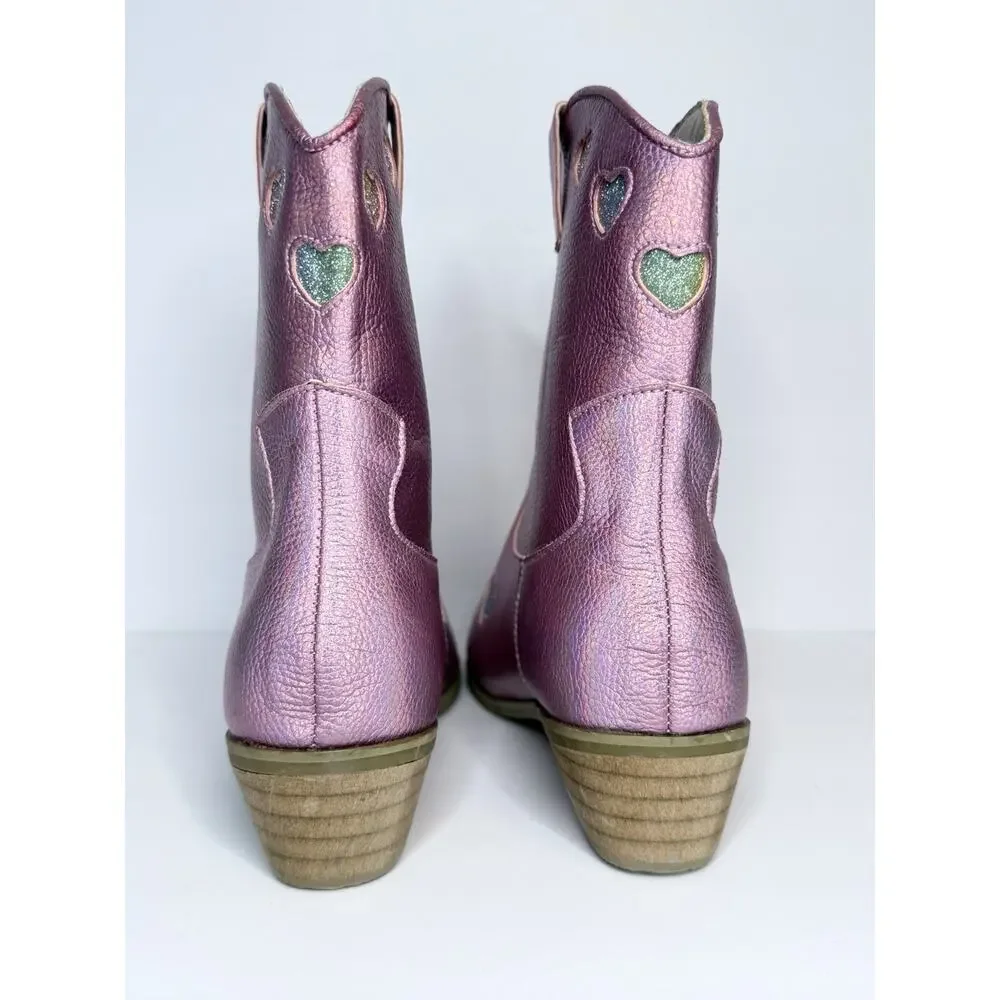 Lola + The Boys Cowgirl Western Boots 🩷Pink Iridescent 🩷 Girls EU 36/US 5Y